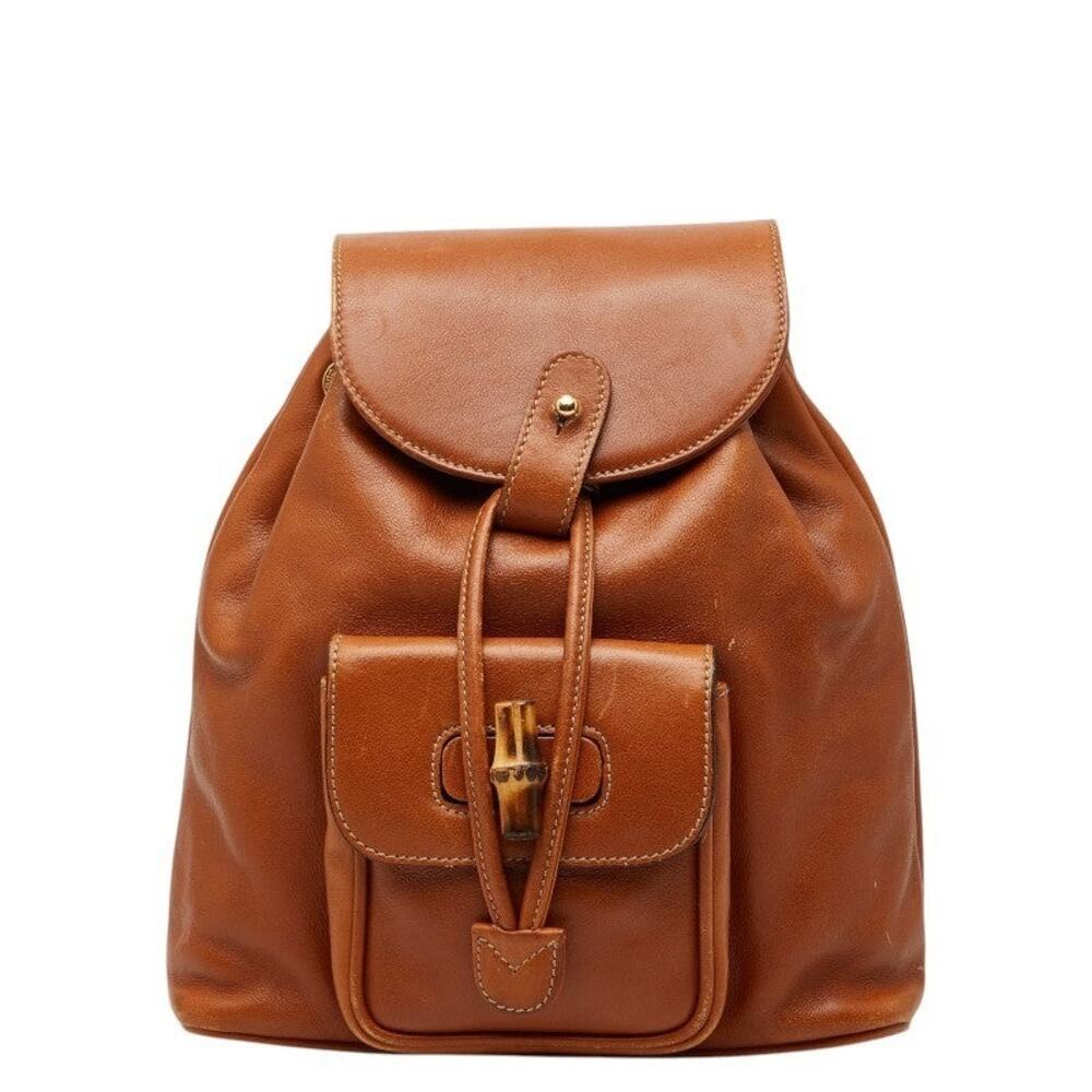 Gucci Bamboo Leather Backpack Brown